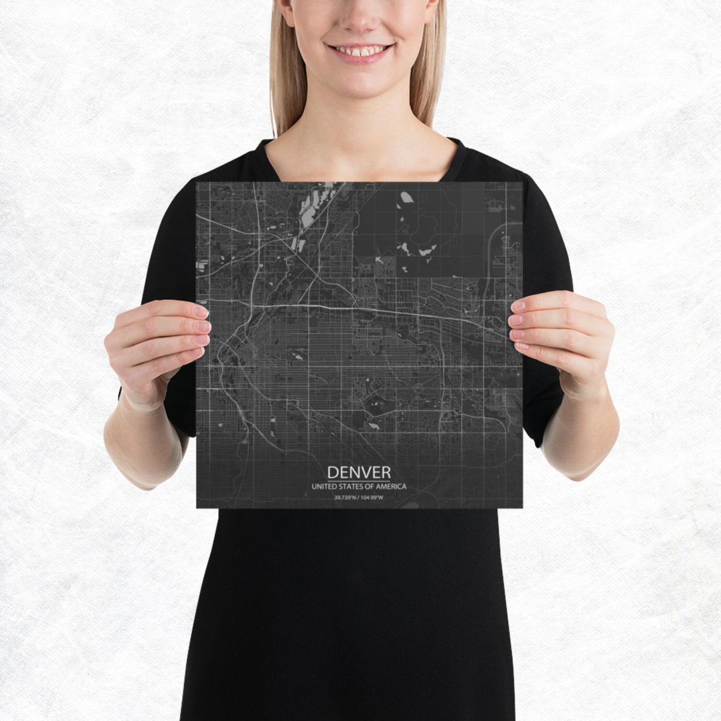 Denver Dark Grey Paper Map