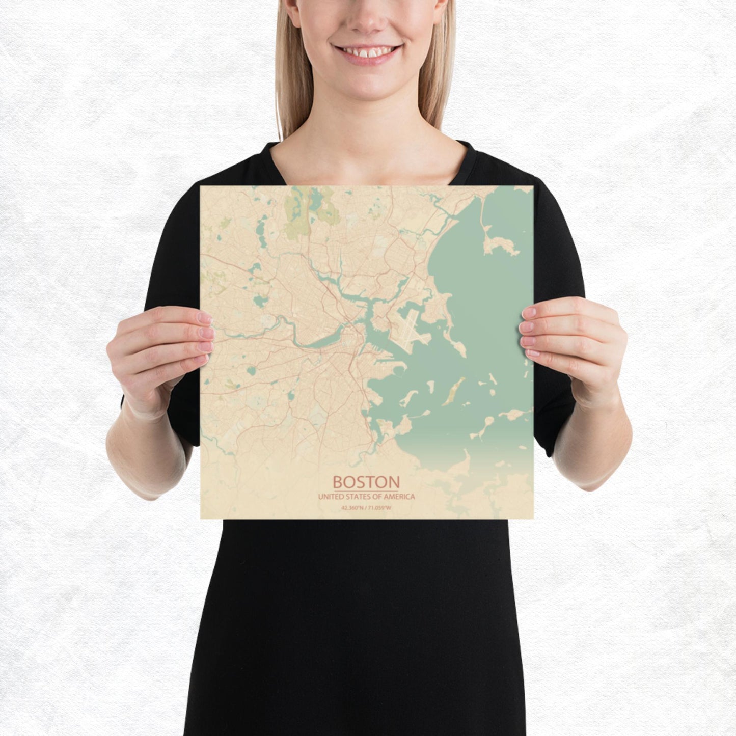 Boston Vintage Style Paper Map