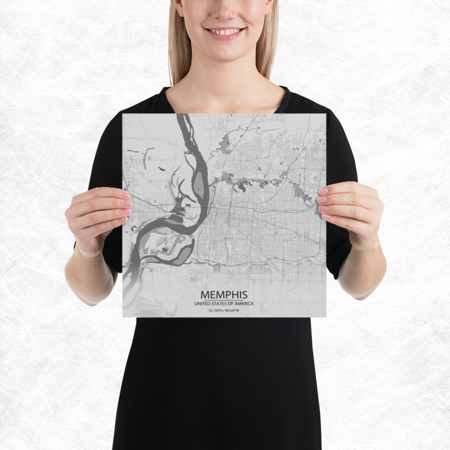 Memphis Light Grey Paper Map