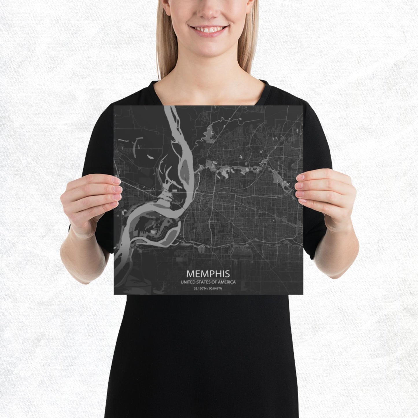 Memphis Dark Grey Paper Map