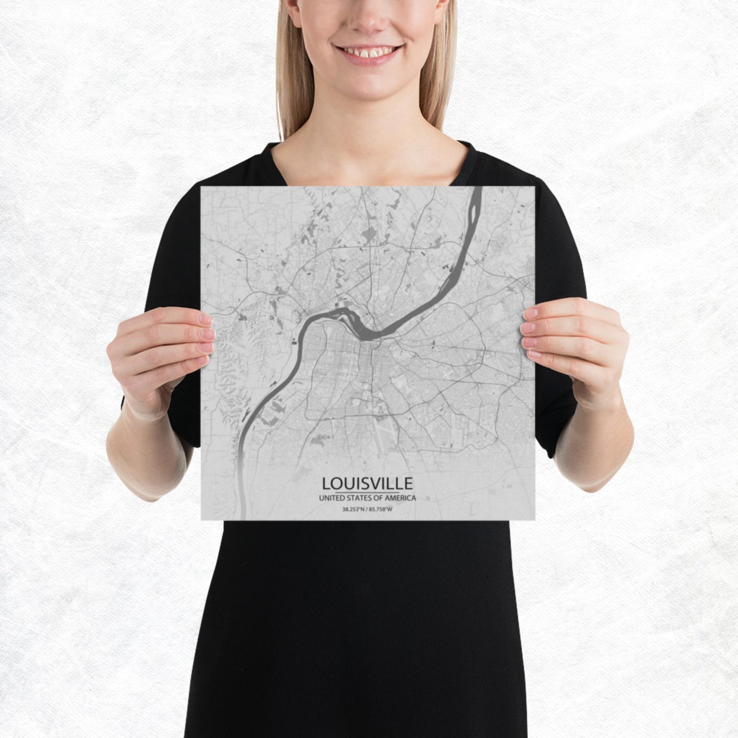 Louisville Light Grey Paper Map