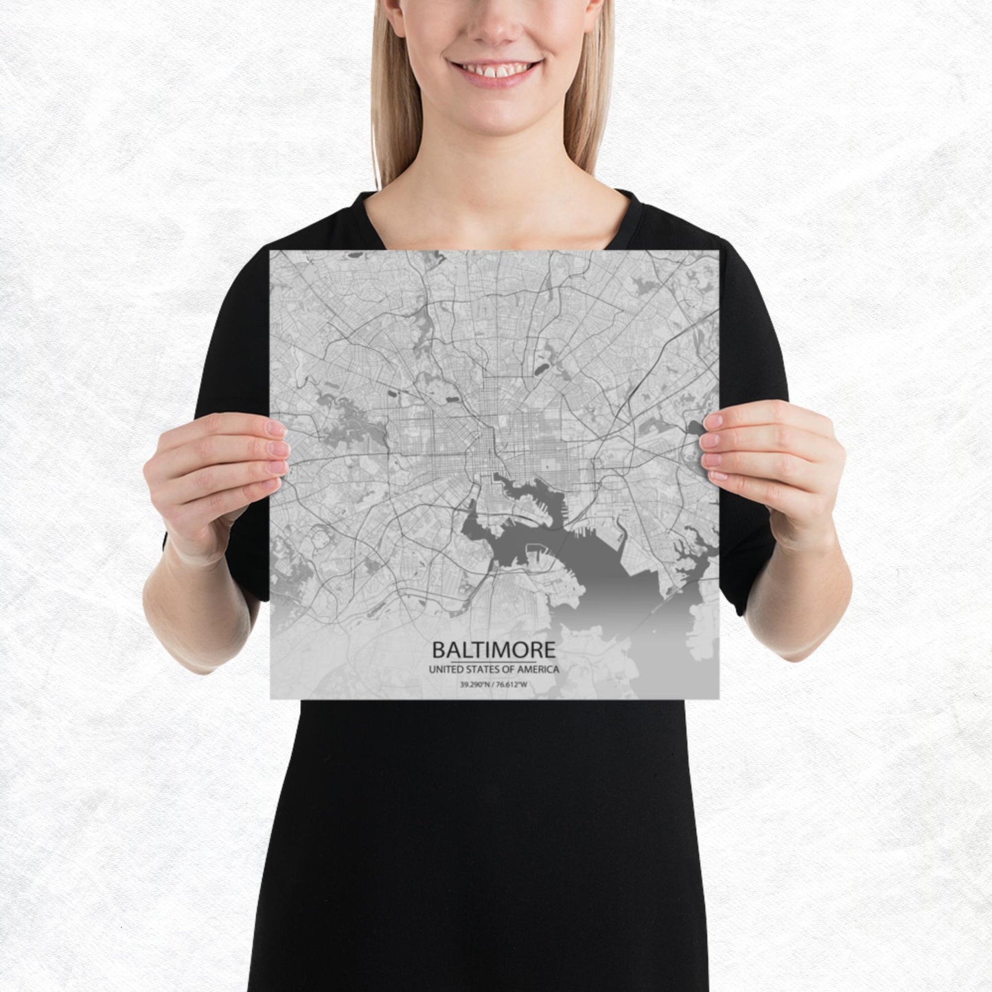 Baltimore Light Grey Paper Map