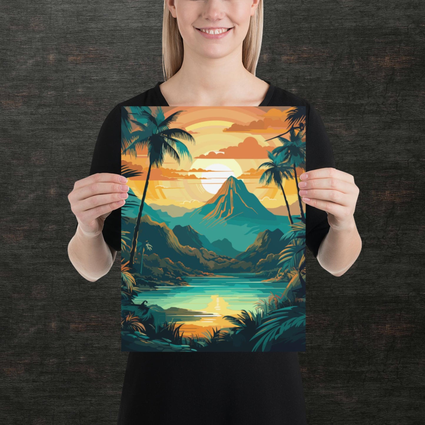 Rainforest Mountain Sunset Paper Poster