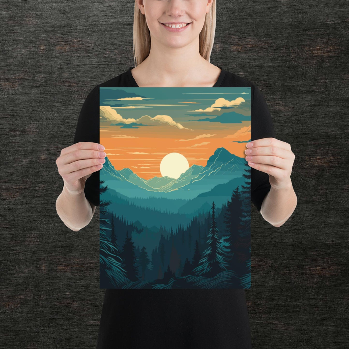 Forest Skyline Sunset Paper Poster