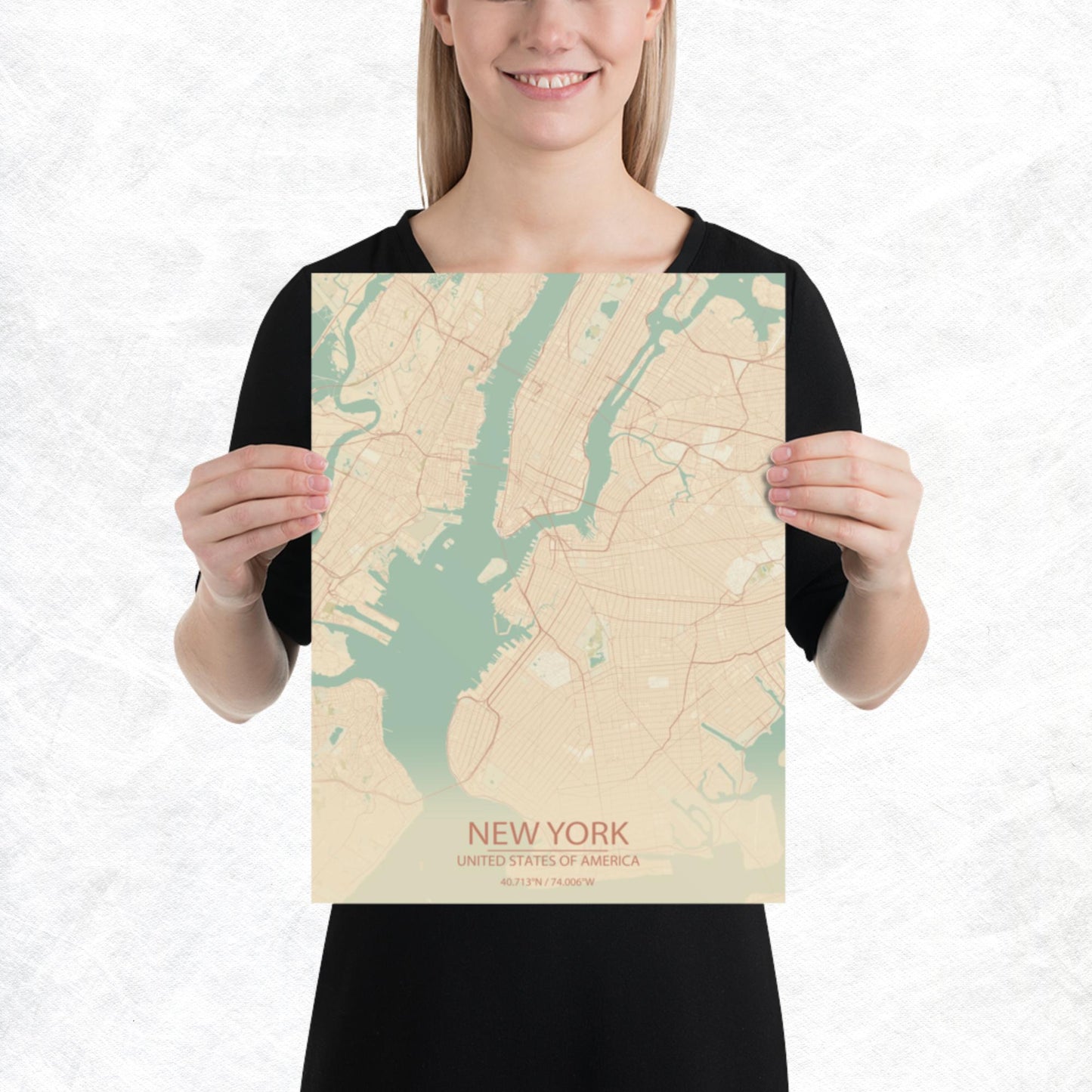 New York Vintage Style Paper Map