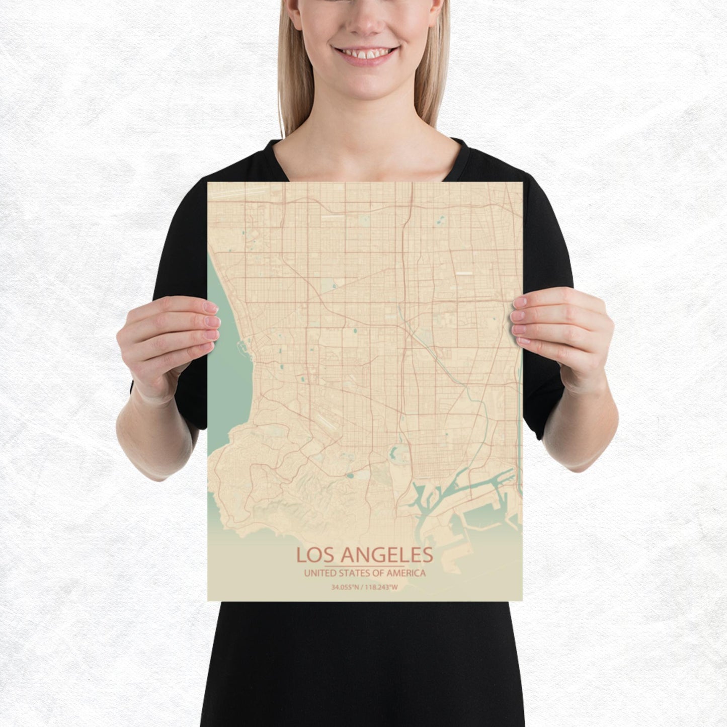 Los Angeles Vintage Style Paper Map