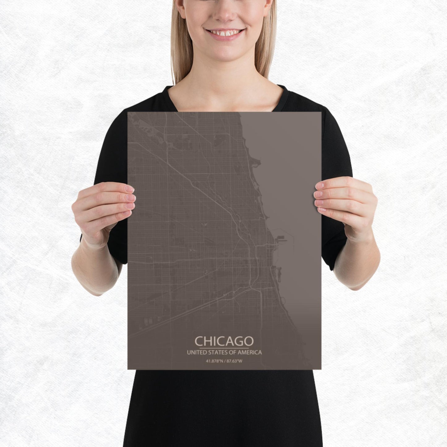 Chicago Brown and Grey Paper Map