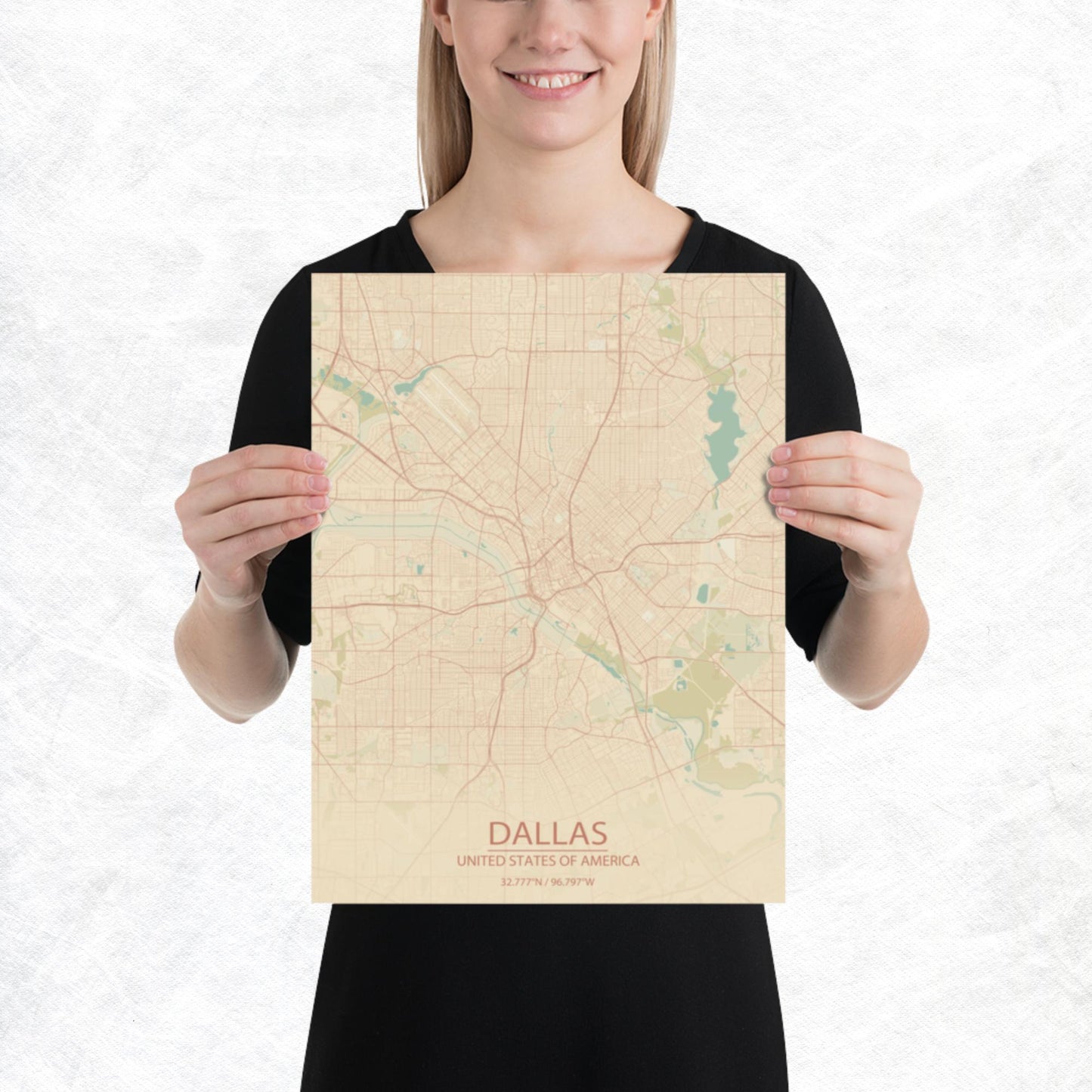 Dallas Vintage Style Paper Map