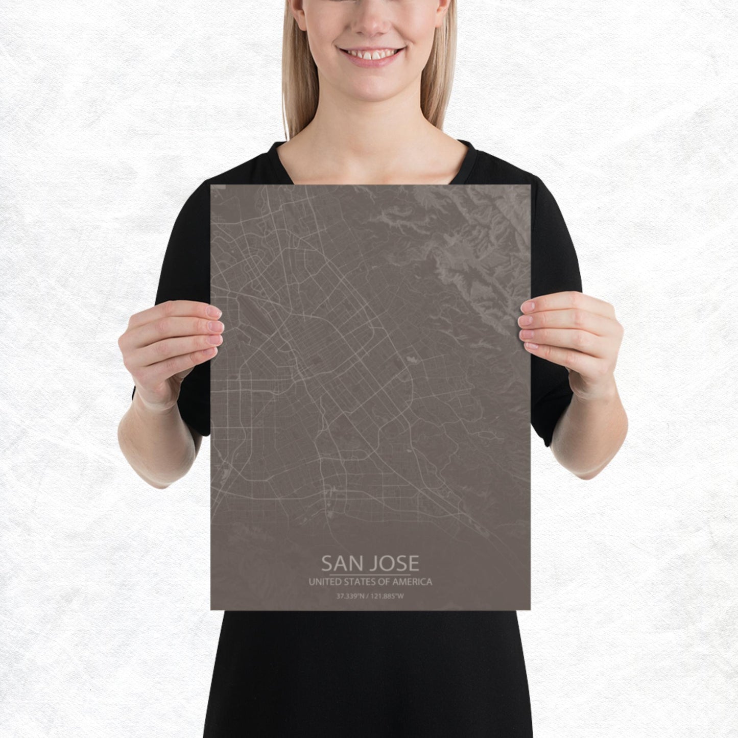 San Jose Brown and Grey Paper Map