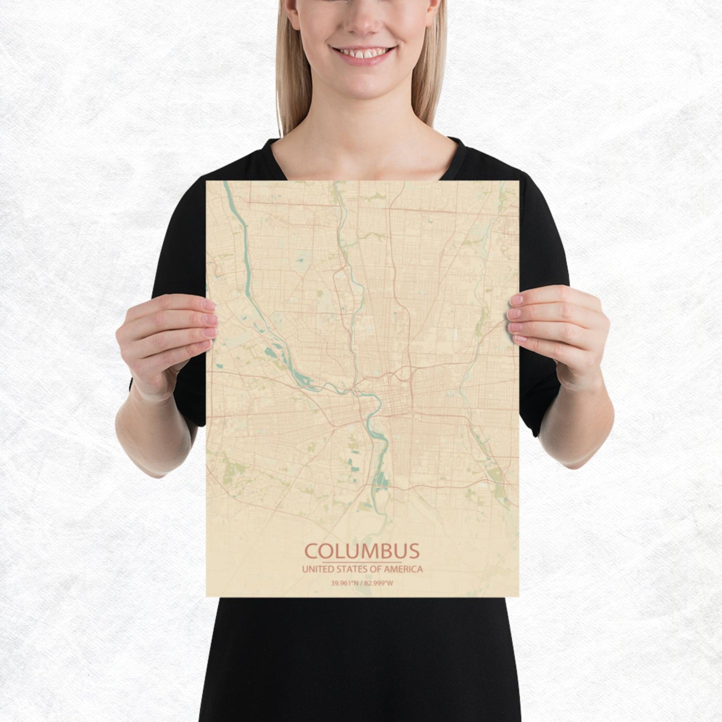 Columbus Vintage Style Paper Map