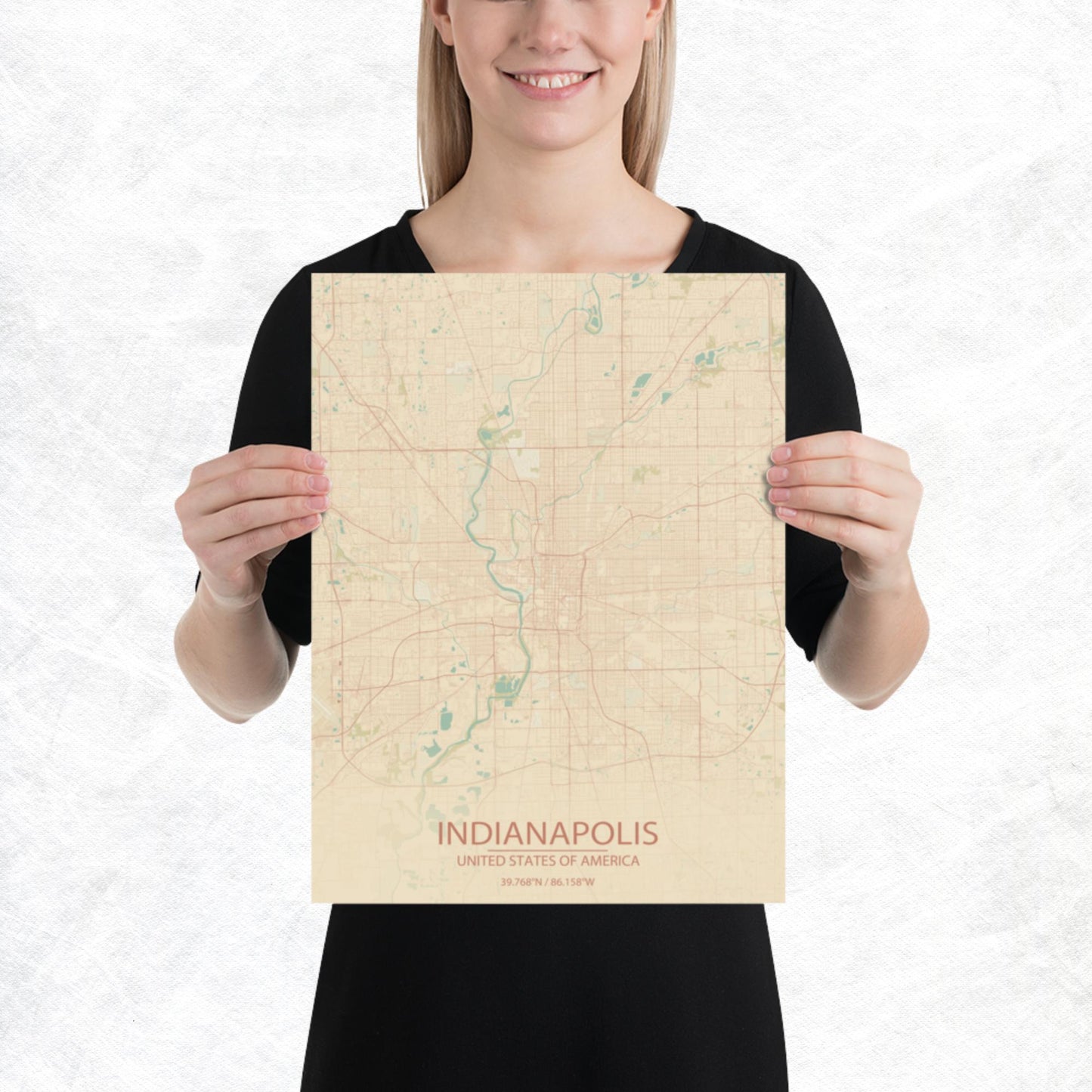 Indianapolis Vintage Style Paper Map