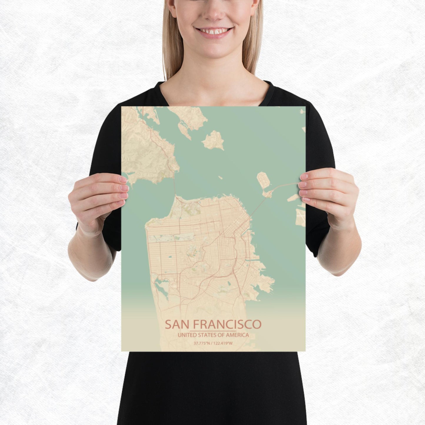 San Francisco Vintage Style Paper Map