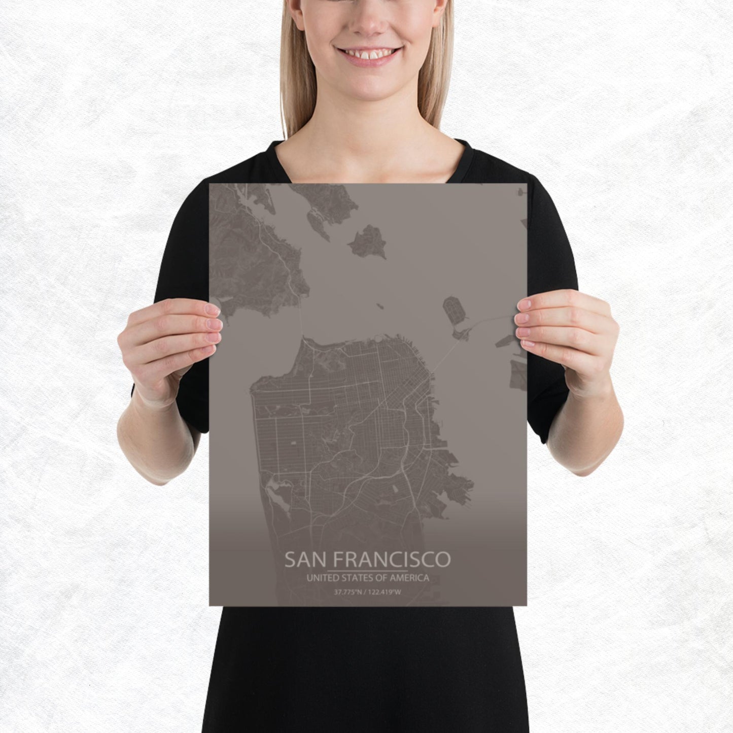 San Francisco Brown and Grey Paper Map