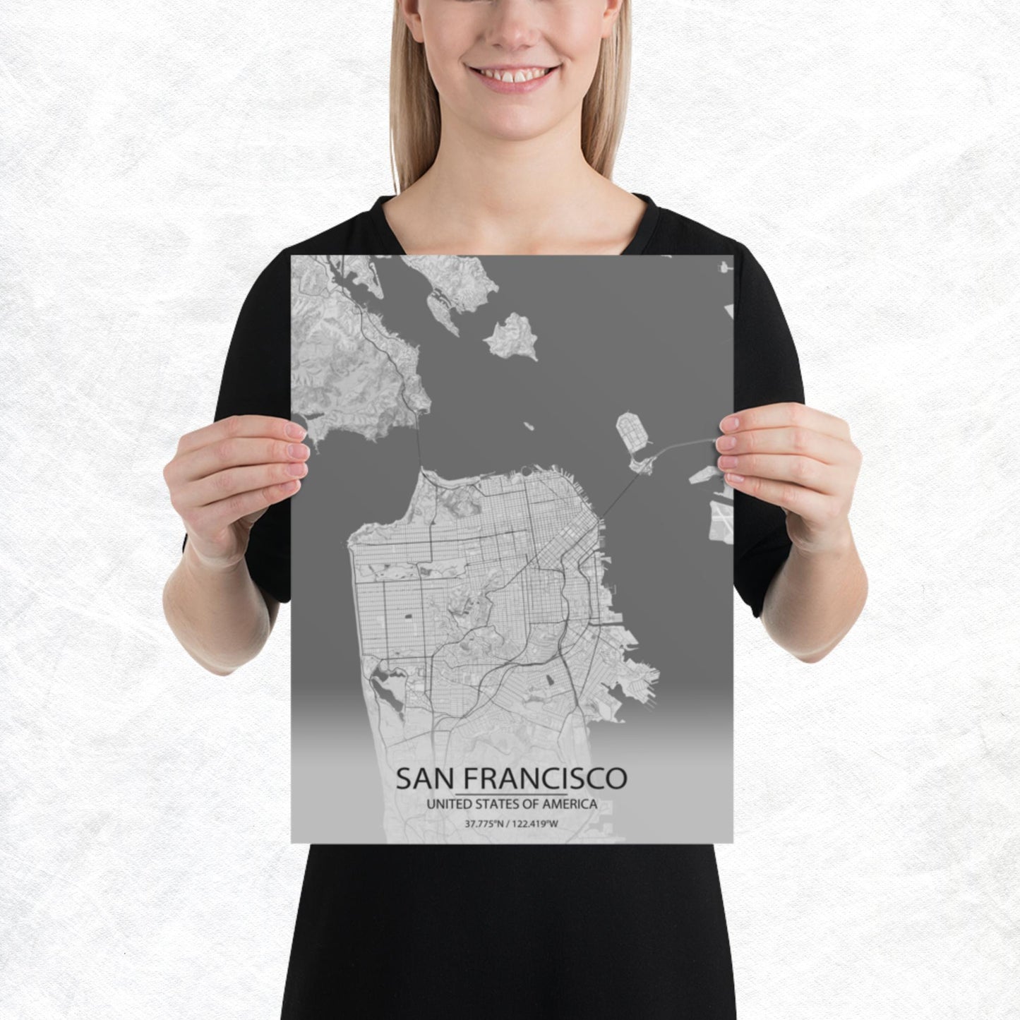 San Francisco Light Grey Paper Map