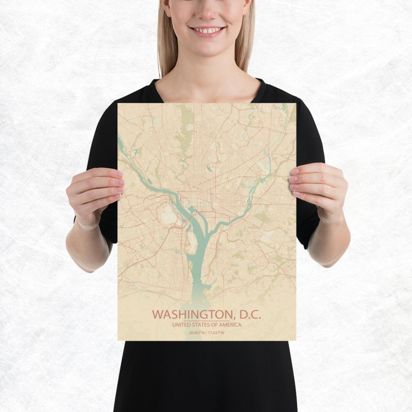 Washington, D.C. Vintage Style Paper Map