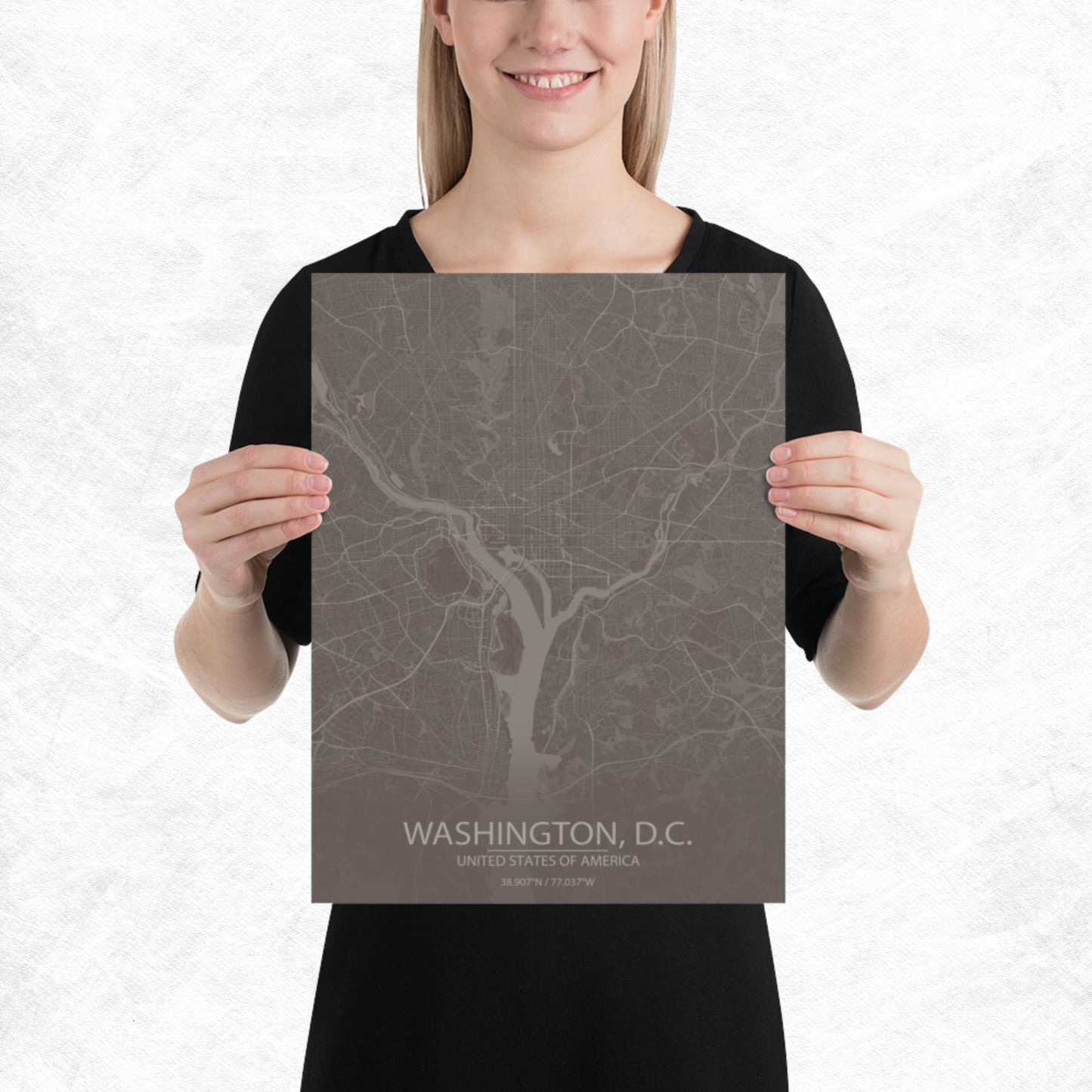 Washington, D.C. Brown and Grey Paper Map