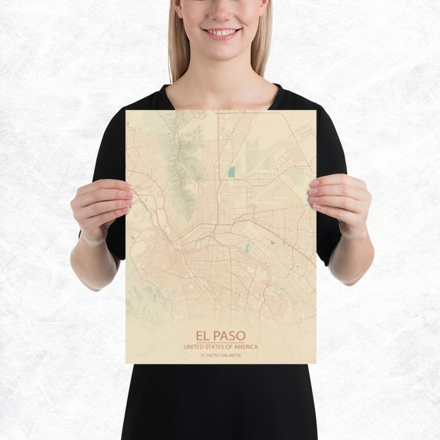 El Paso Vintage Style Paper Map