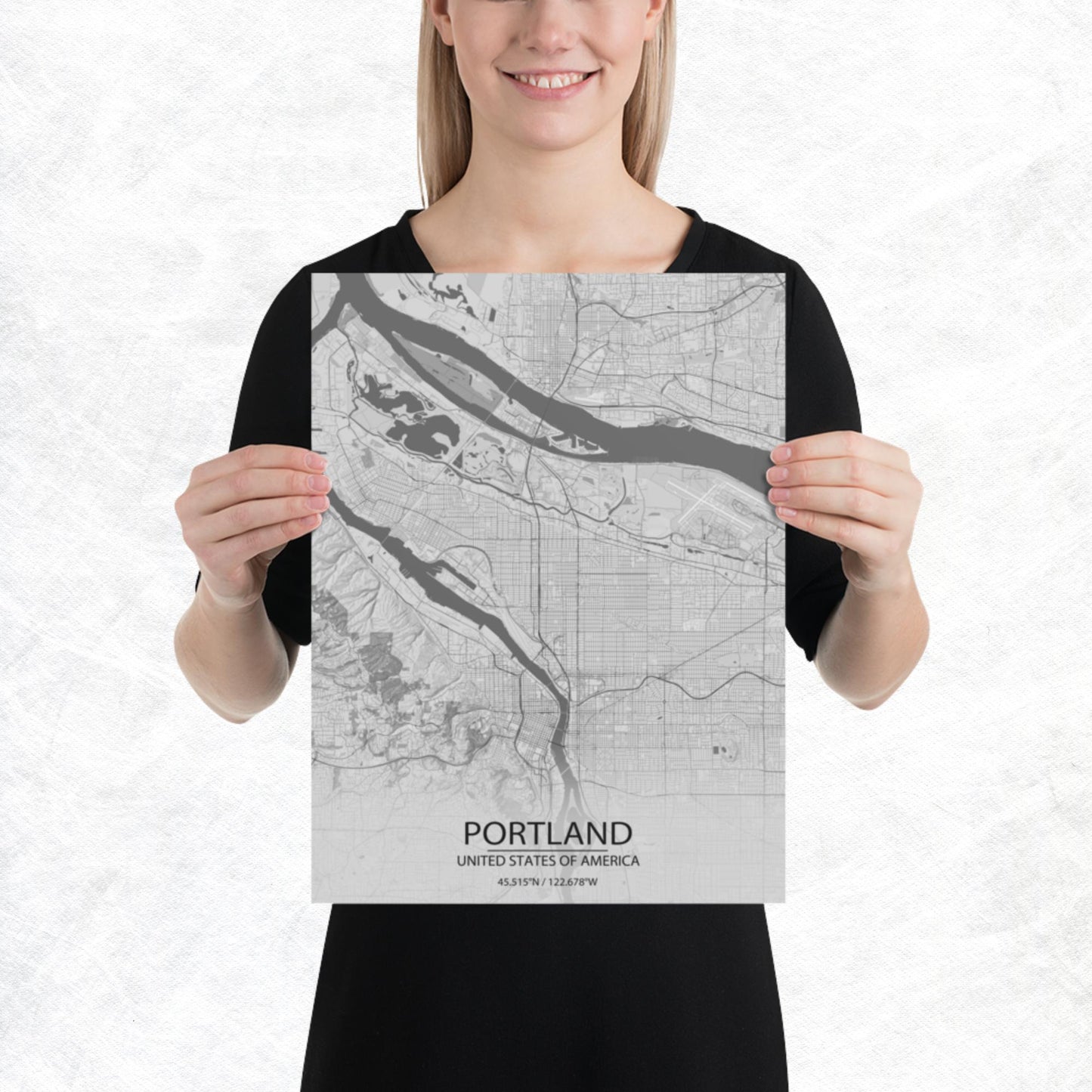 Portland Light Grey Paper Map