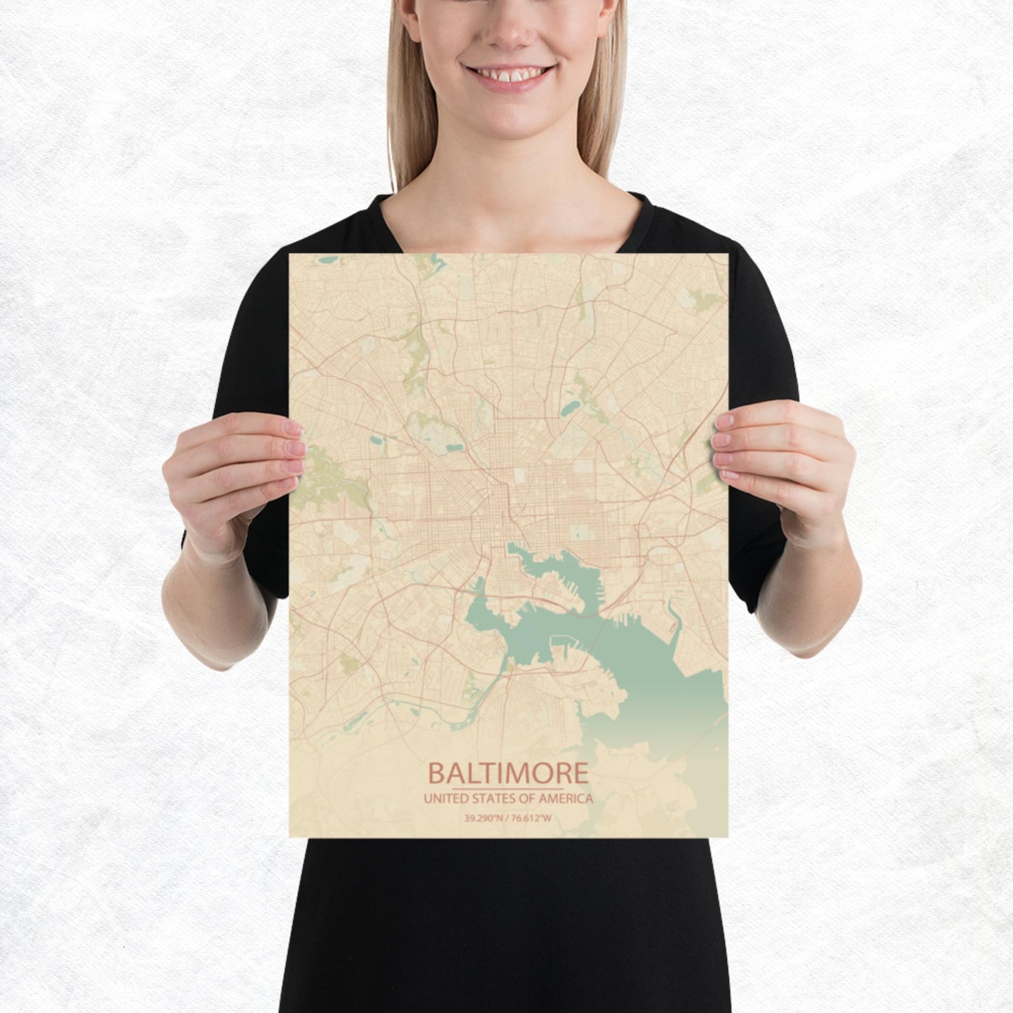 Baltimore Vintage Style Paper Map