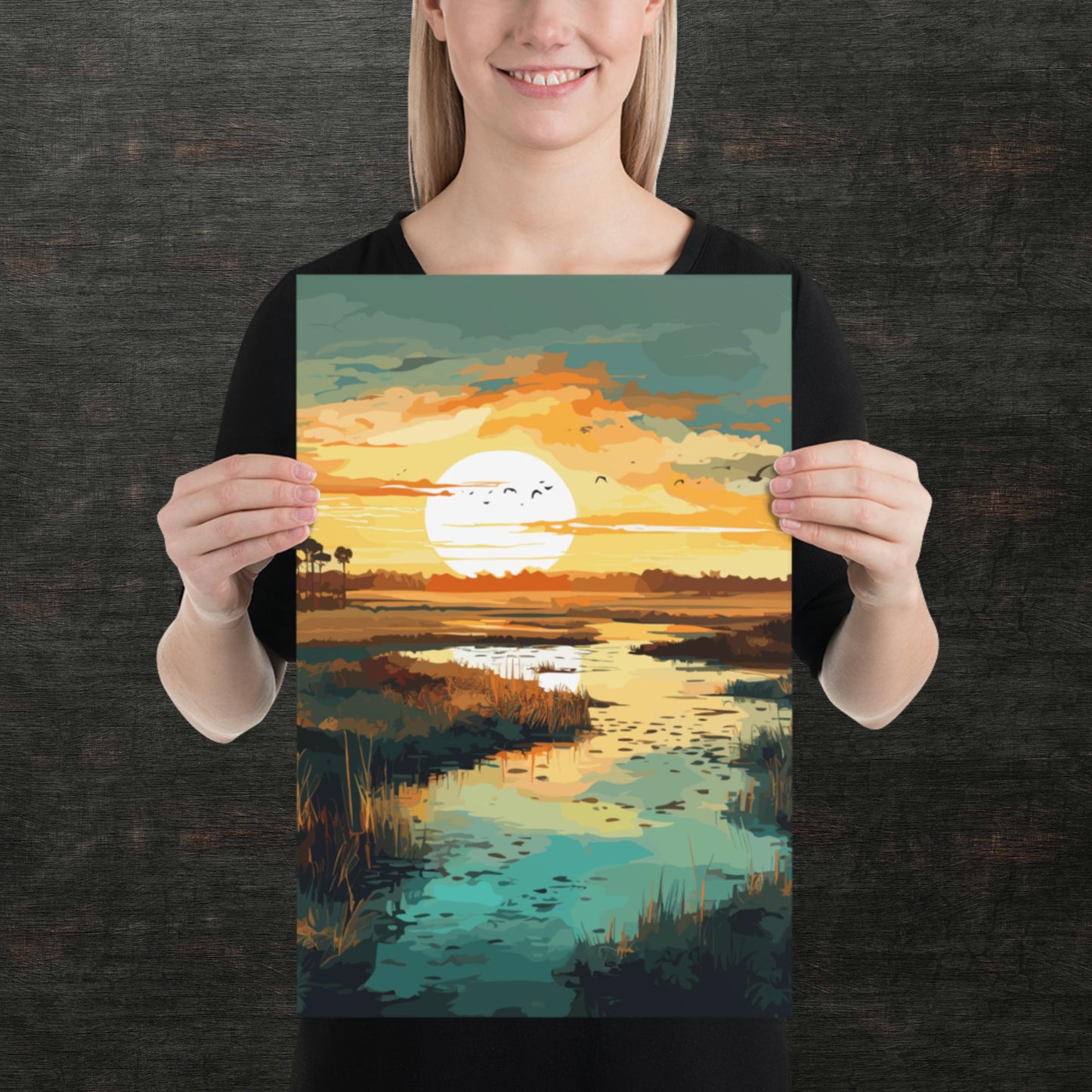 Marshland Sunset Paper Poster