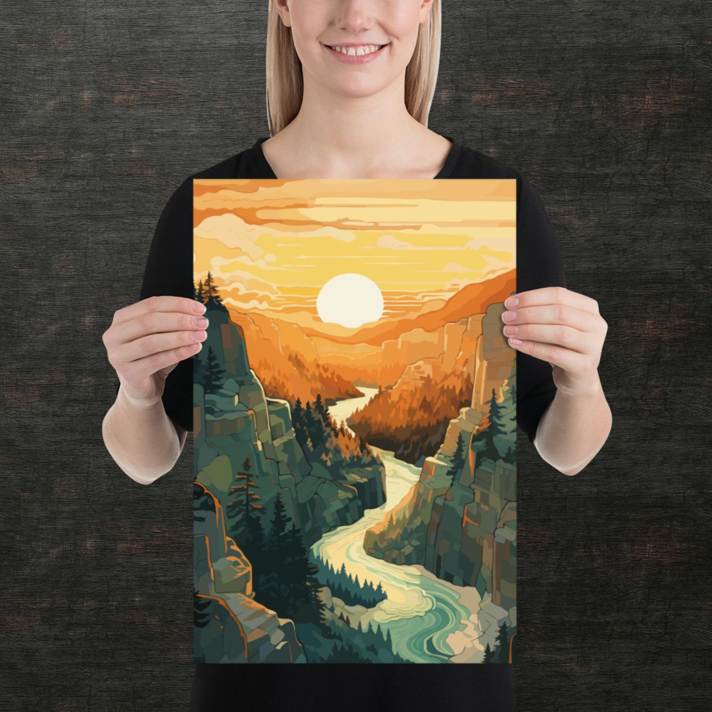 Canyon River Sunset Paper Poster