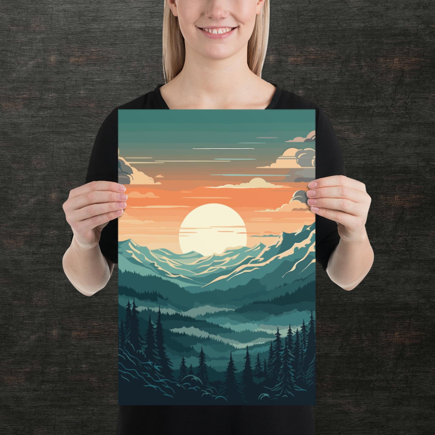 Forest Mountain Landscape Paper Poster