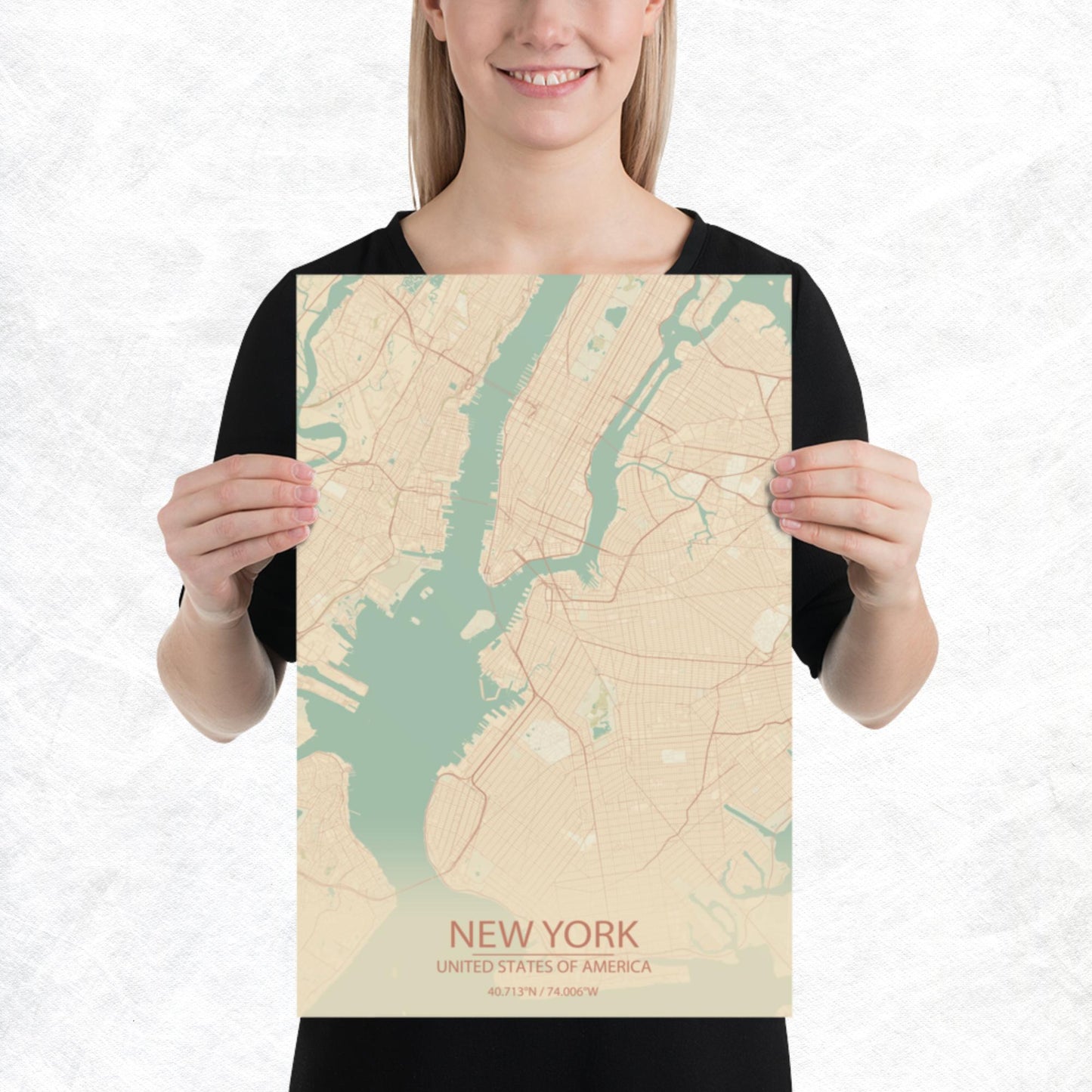 New York Vintage Style Paper Map