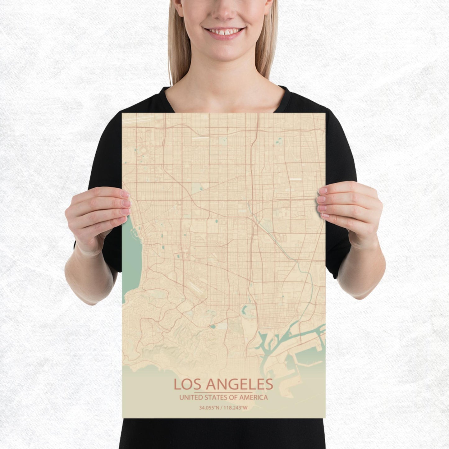 Los Angeles Vintage Style Paper Map