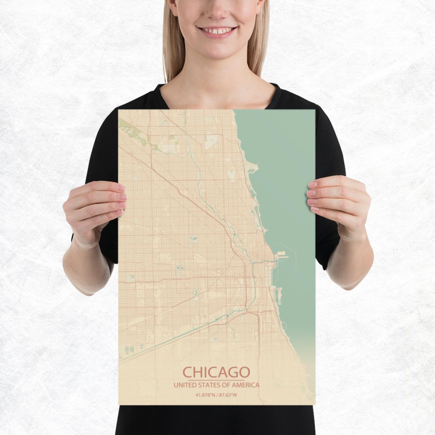 Chicago Vintage Style Paper Map