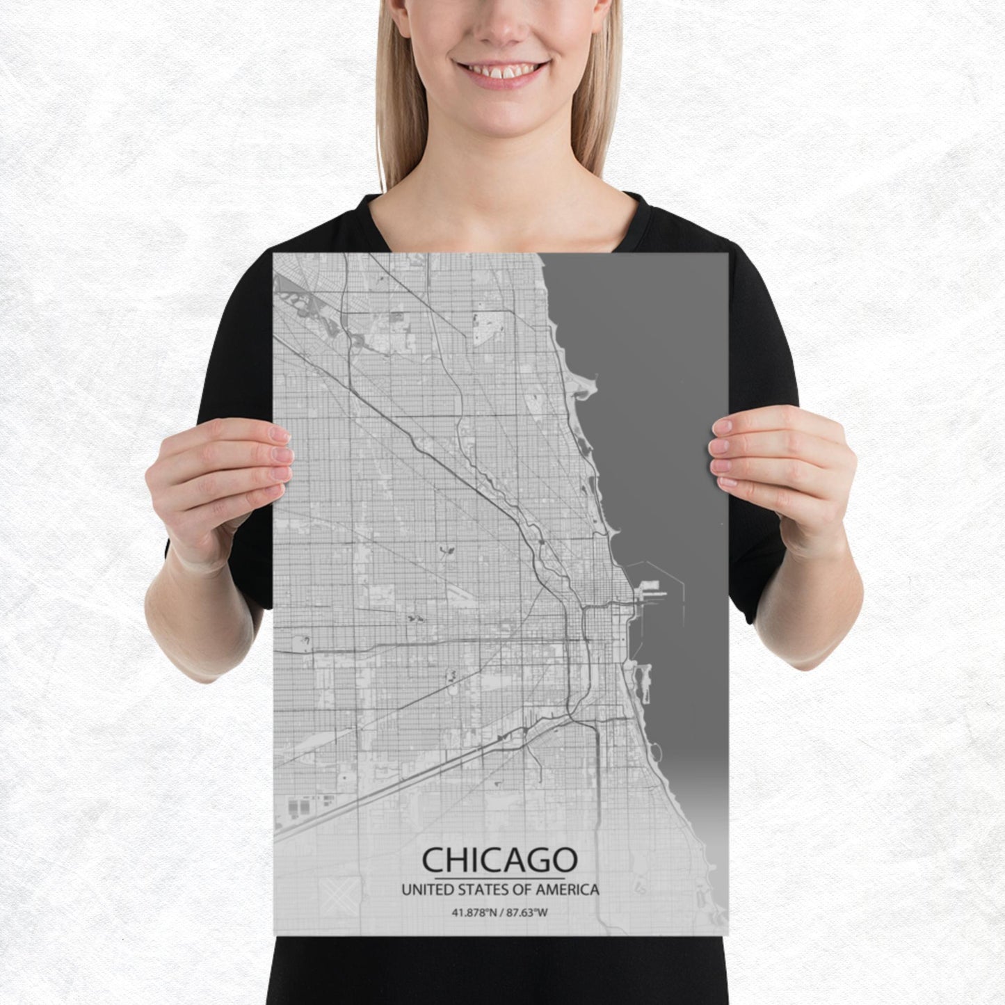 Chicago Light Grey Paper Map