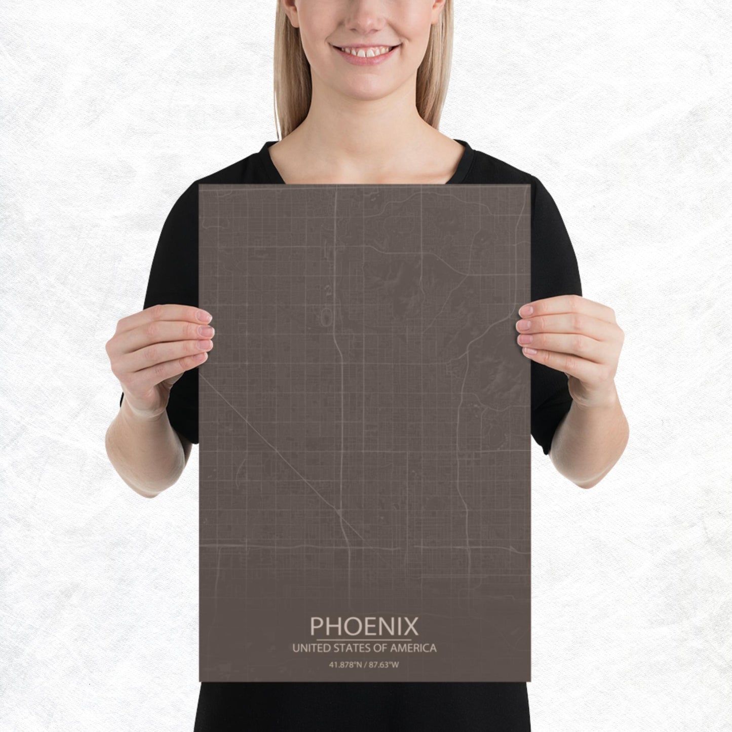 Phoenix Brown and Grey Paper Map