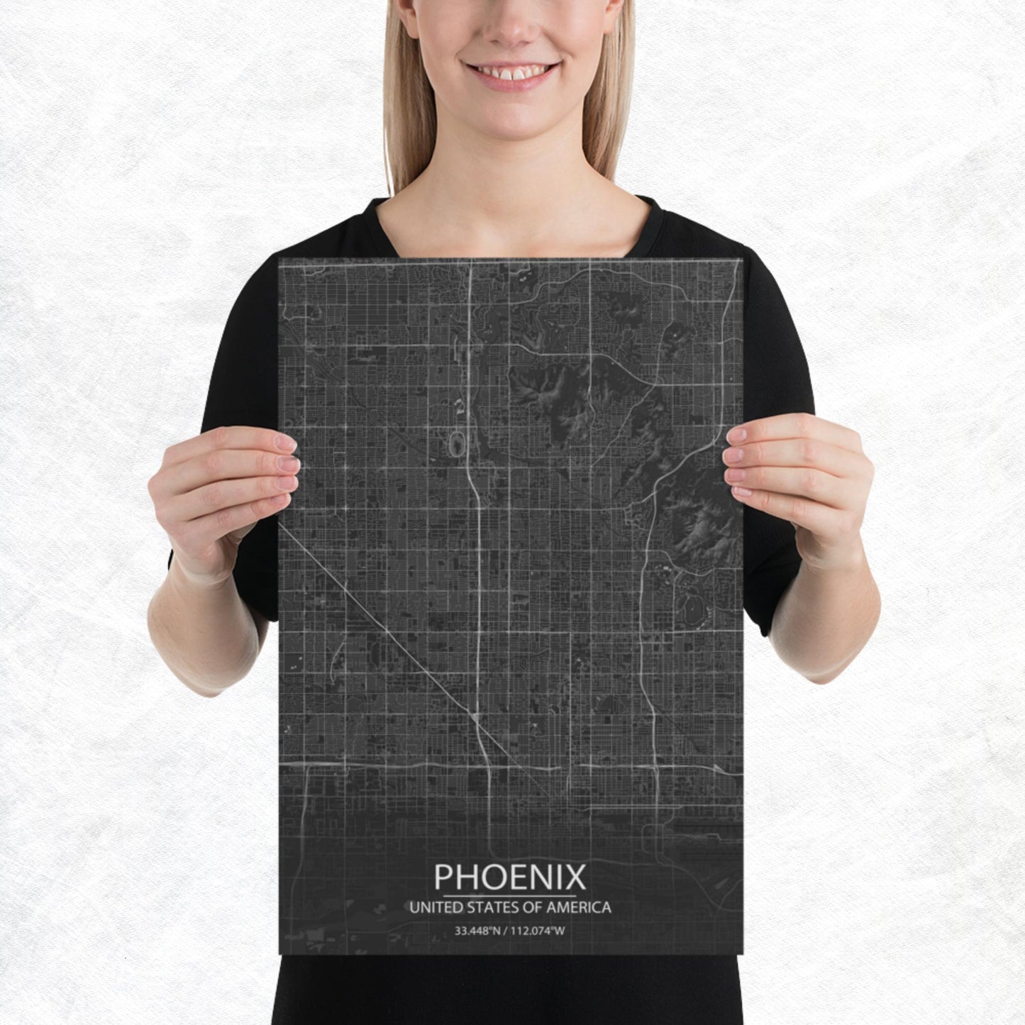 Phoenix Dark Grey Paper Map