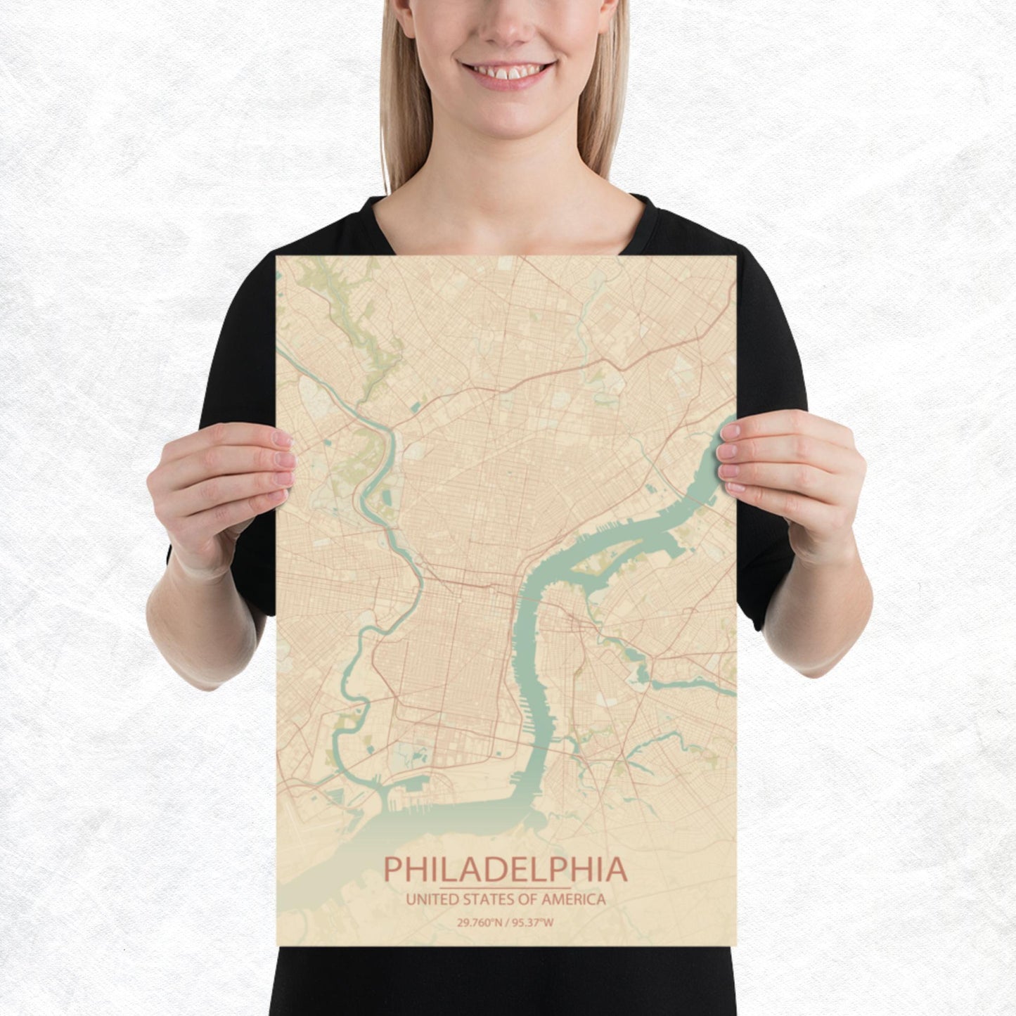 Philadelphia Vintage Style Paper Map