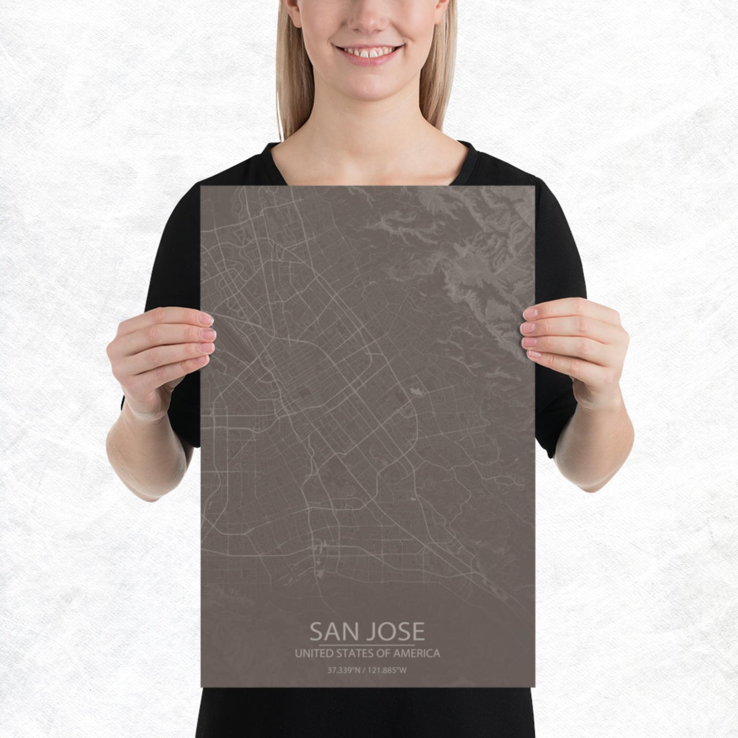 San Jose Brown and Grey Paper Map