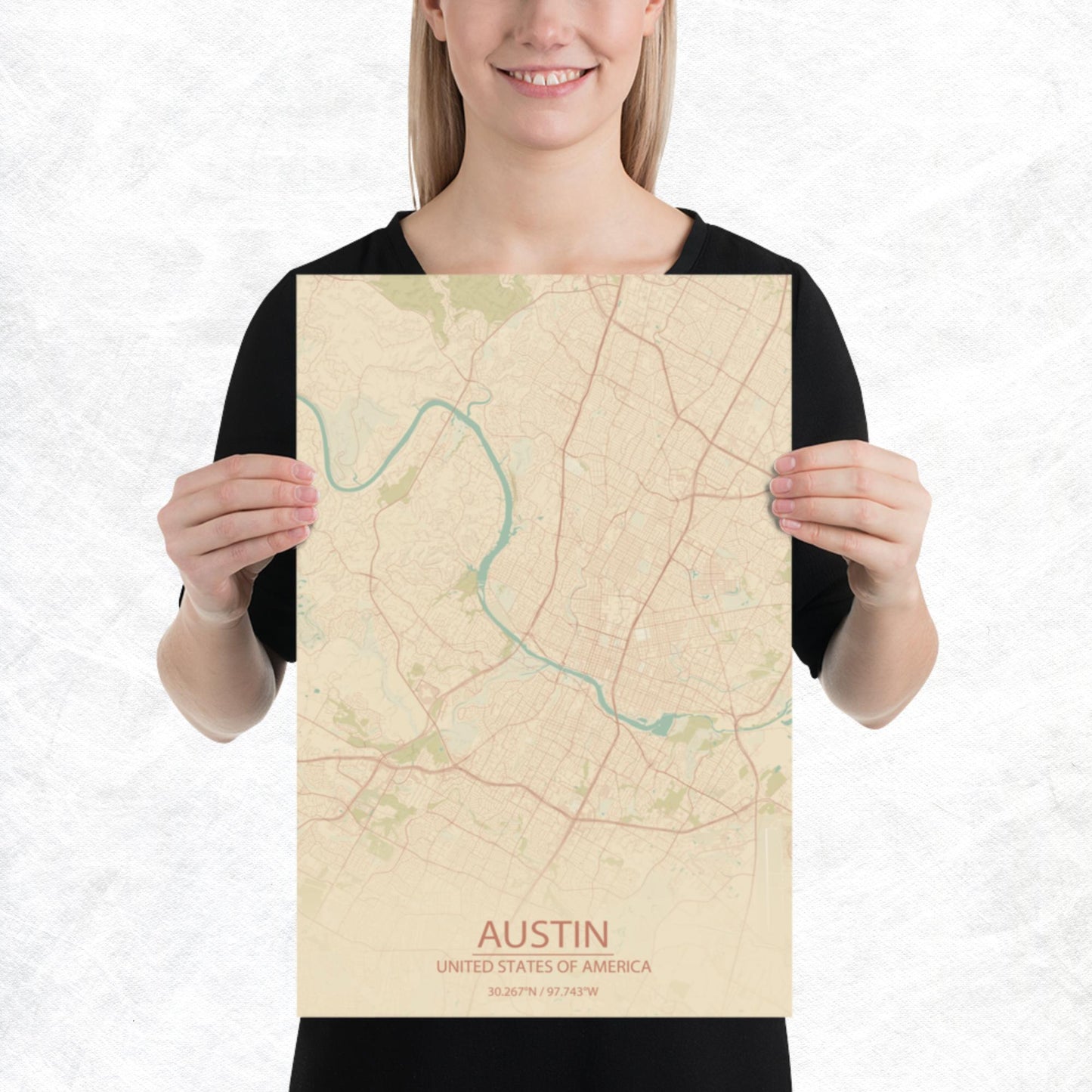 Austin Vintage Style Paper Map