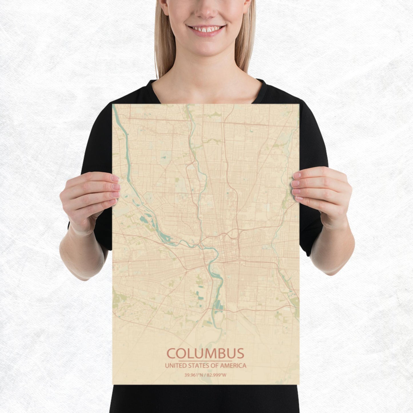 Columbus Vintage Style Paper Map