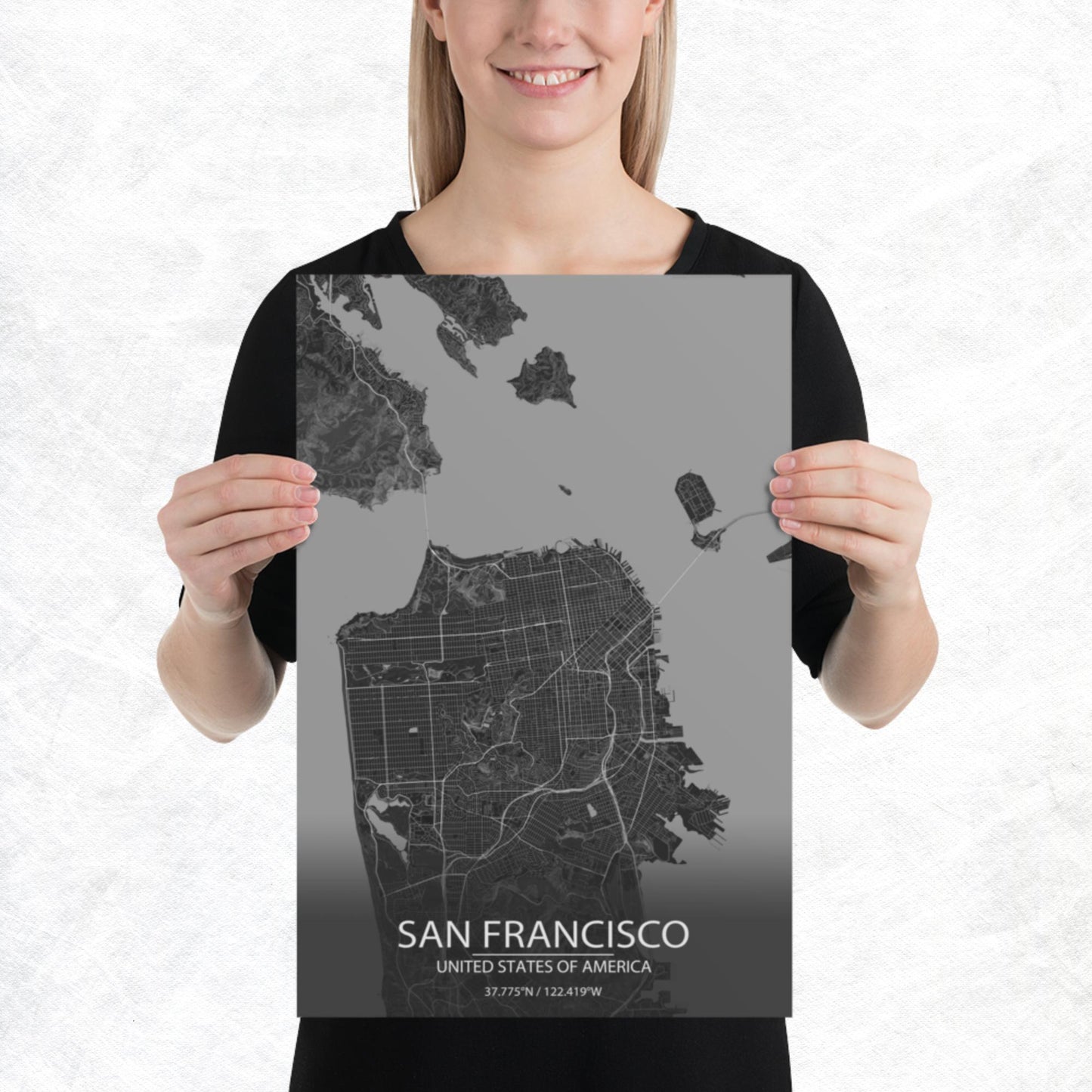 San Francisco Dark Grey Paper Map