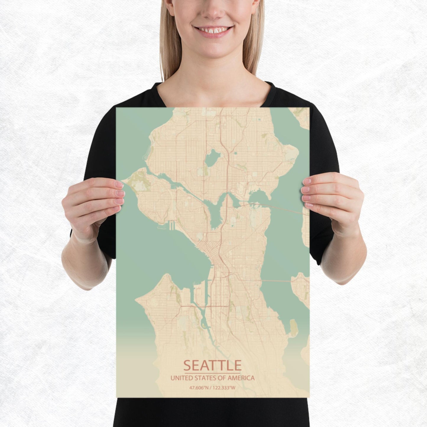 Seattle Vintage Style Paper Map