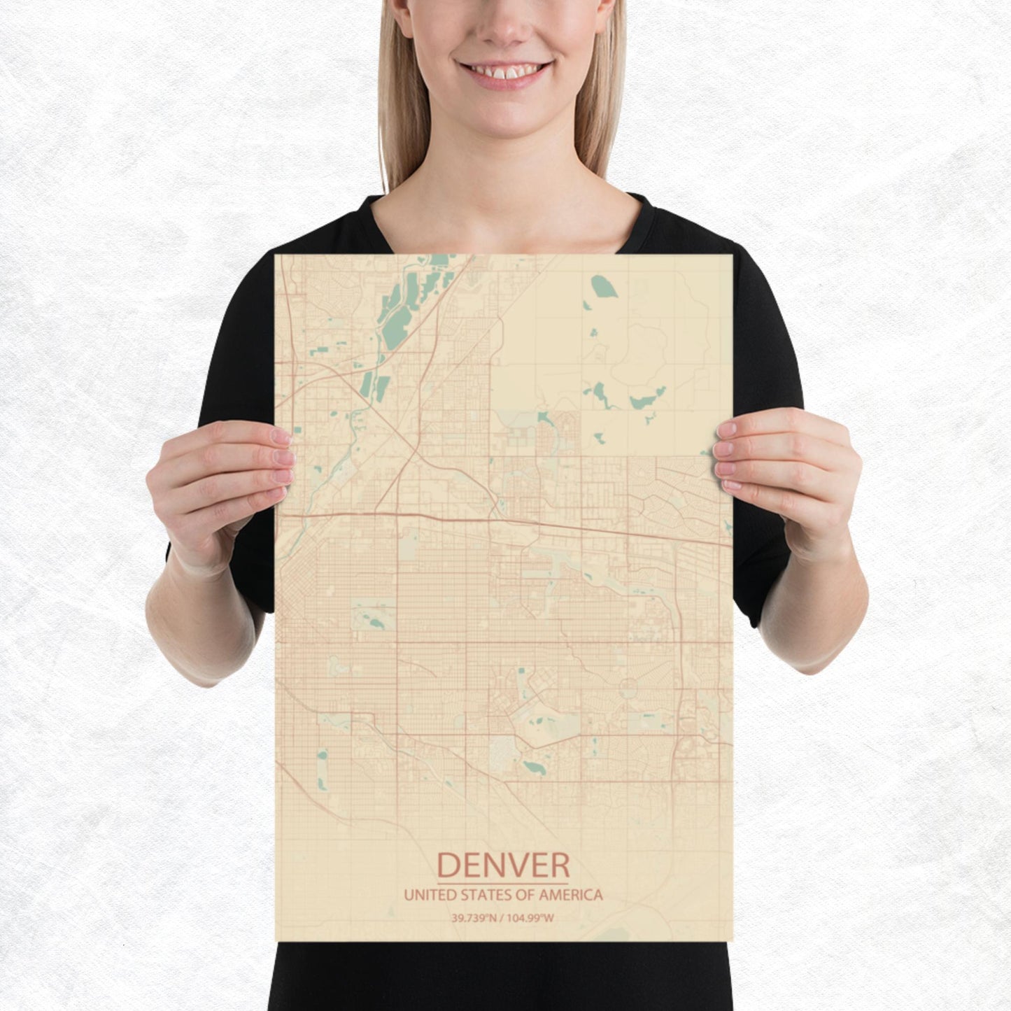 Denver Vintage Style Paper Map