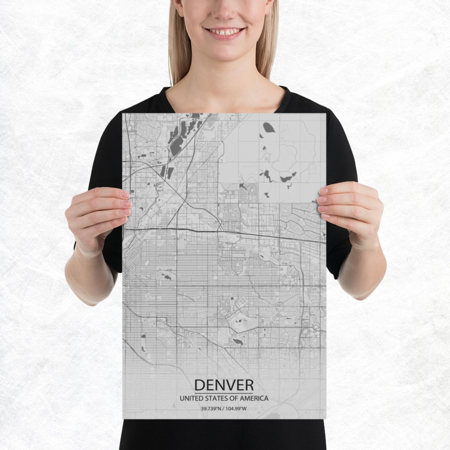 Denver Light Grey Paper Map