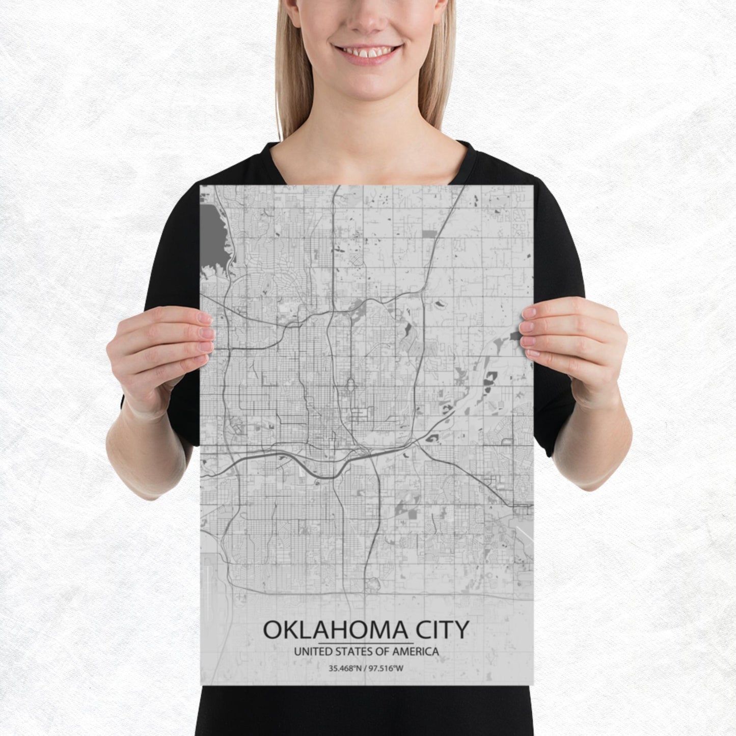 Oklahoma City Light Grey Paper Map