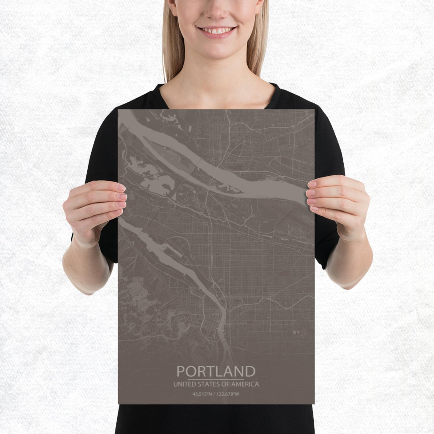 Portland Brown and Grey Paper Map