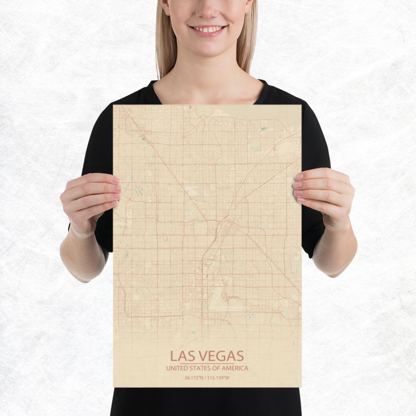 Las Vegas Vintage Style Paper Map