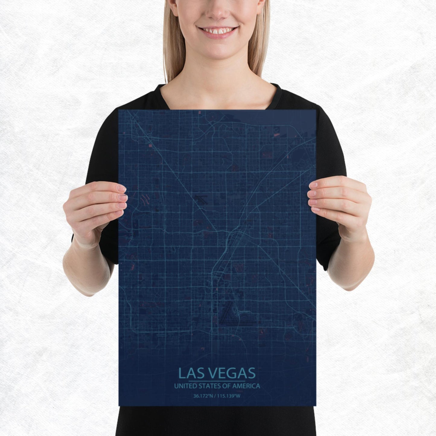 Las Vegas Blue and Purple Paper Map