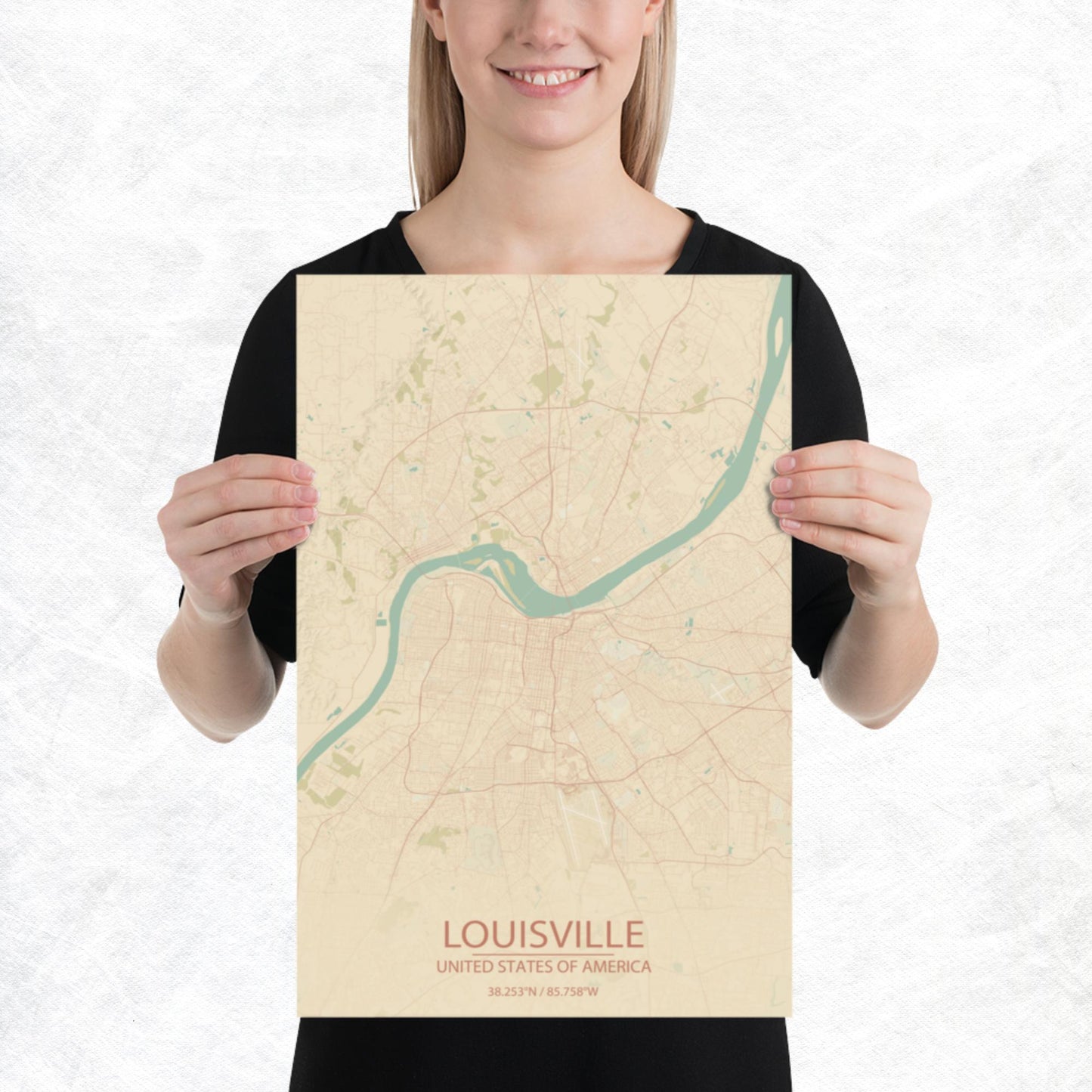 Louisville Vintage Style Paper Map