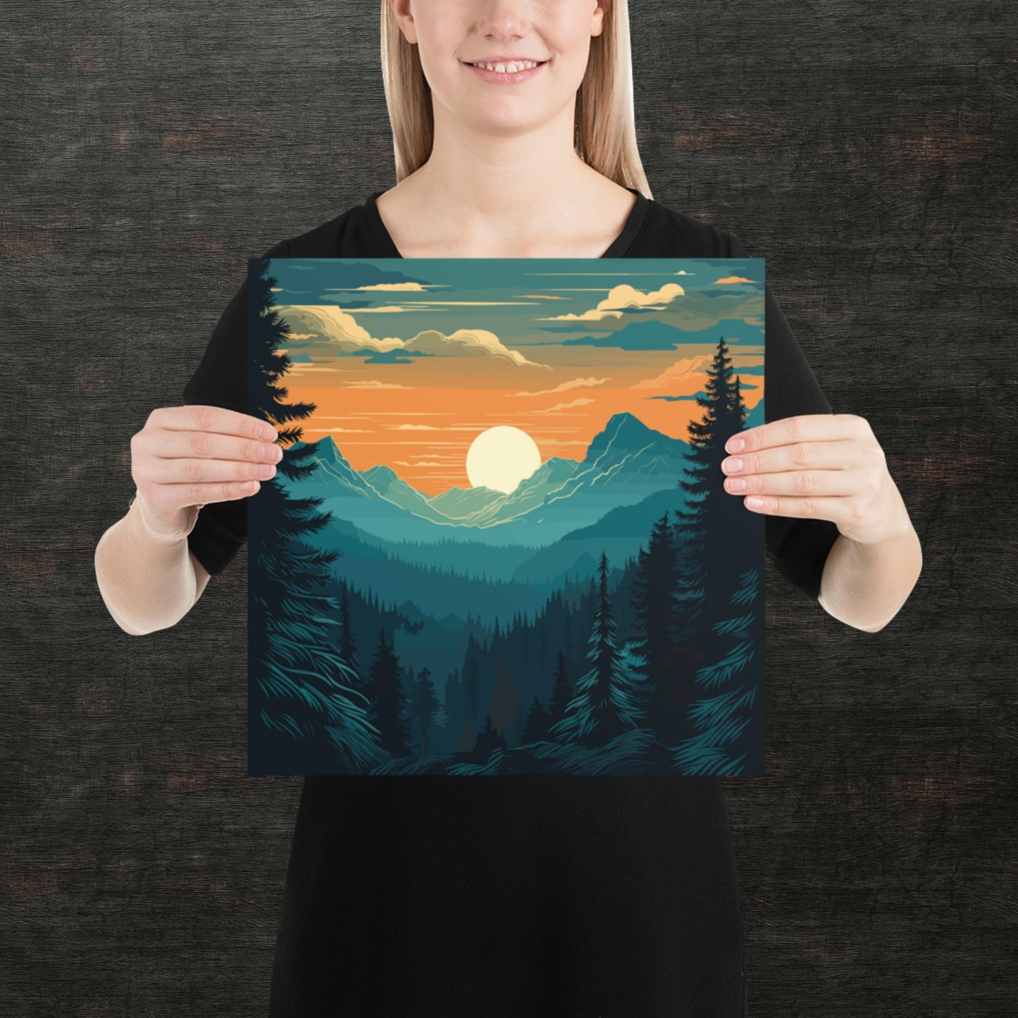 Forest Skyline Sunset Paper Poster