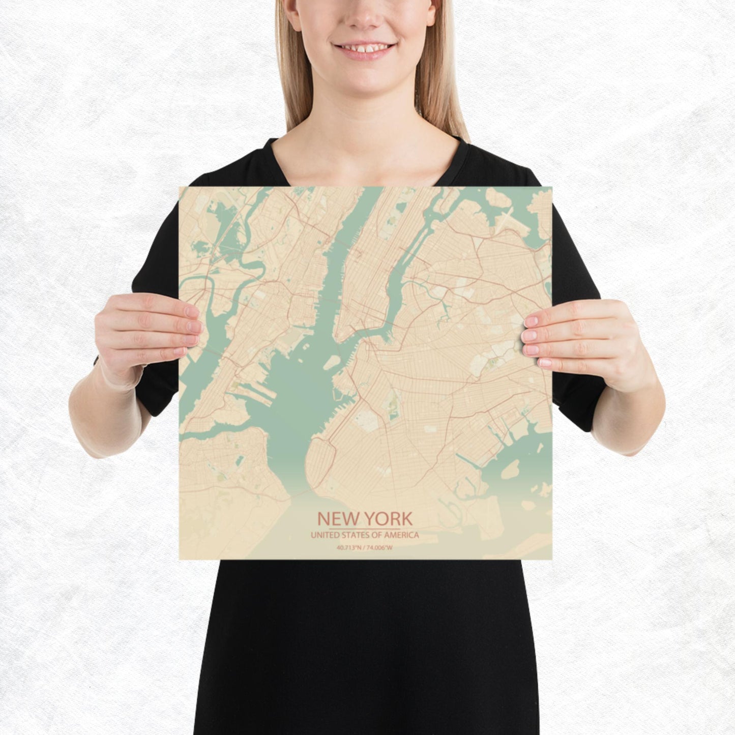 New York Vintage Style Paper Map