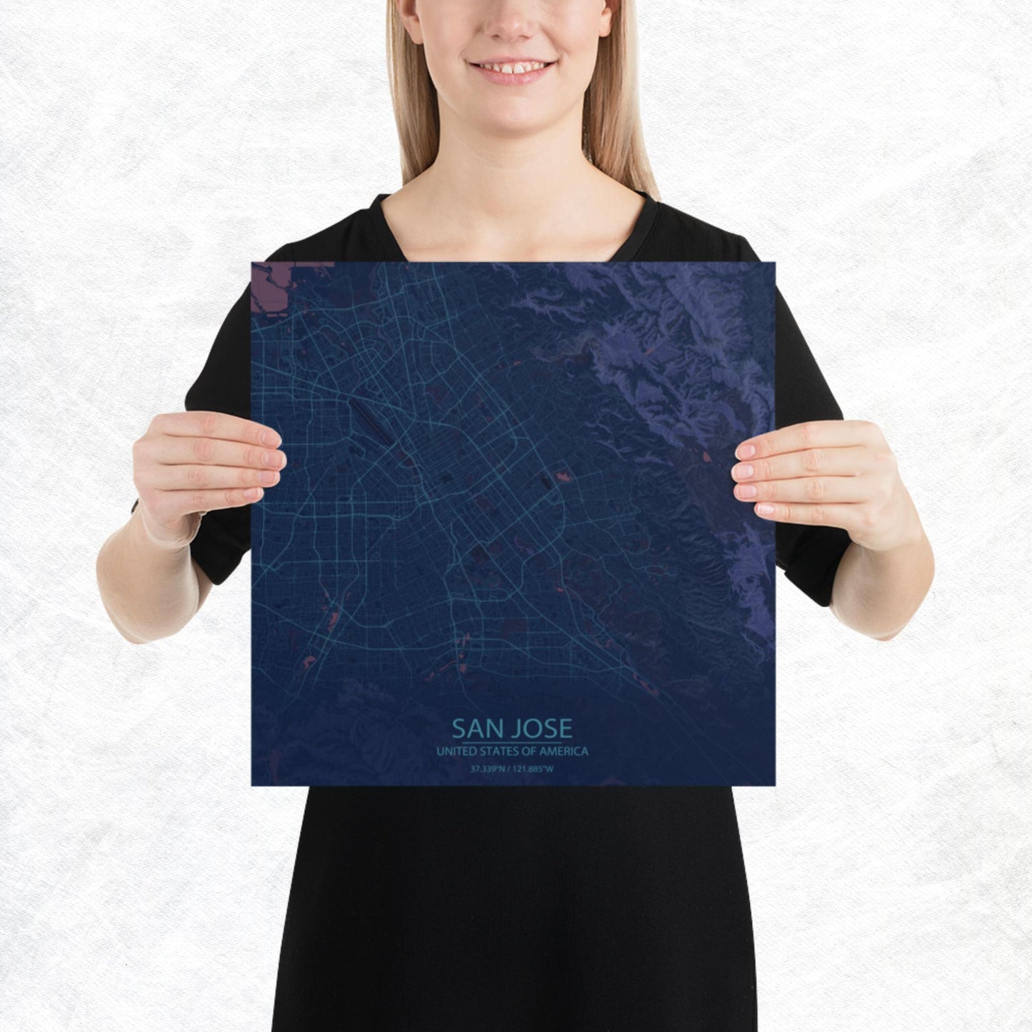 San Jose Blue and Purple Paper Map