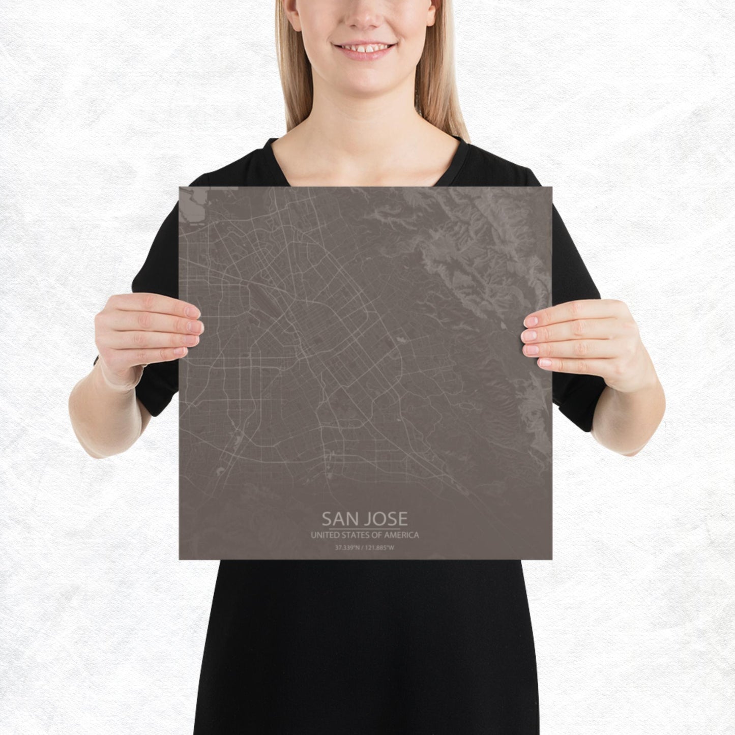 San Jose Brown and Grey Paper Map