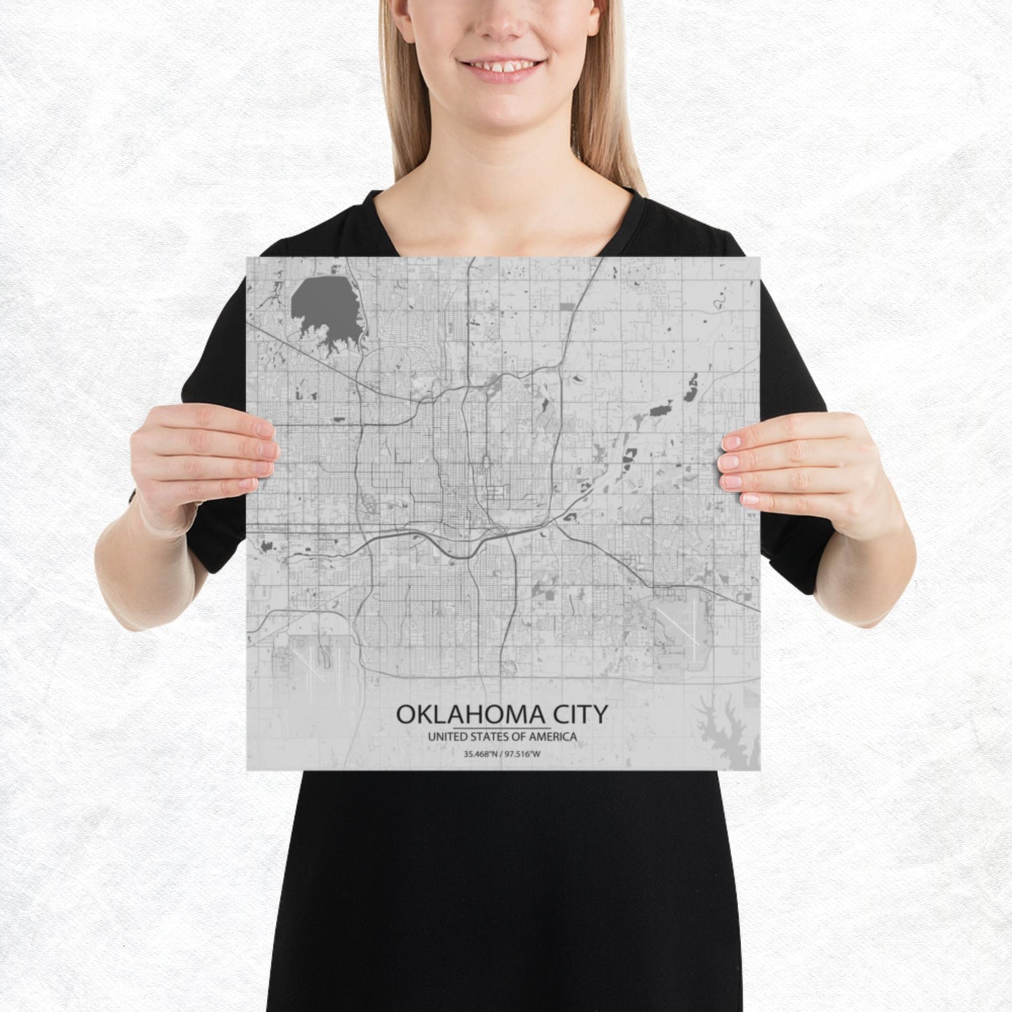 Oklahoma City Light Grey Paper Map